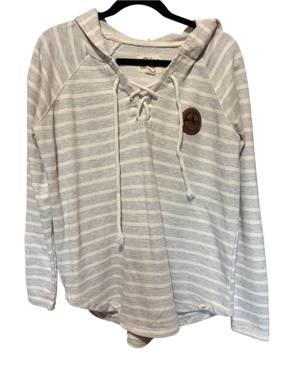 Blue 84 Light Gray & White Knit Hoodie Tunic
